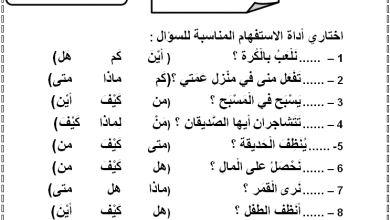 صورة ورقة عمل على أسلوب الاستفهام في اللغة العربية للصف الرابع الابتدائي الفصل الأول